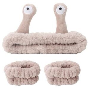 Snail Spa Headband and Wristband Set for Face Washing Skincare Makeup, [New]